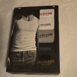 True Religion Men's Tank Top 5 Pack - Black, White, Gray
